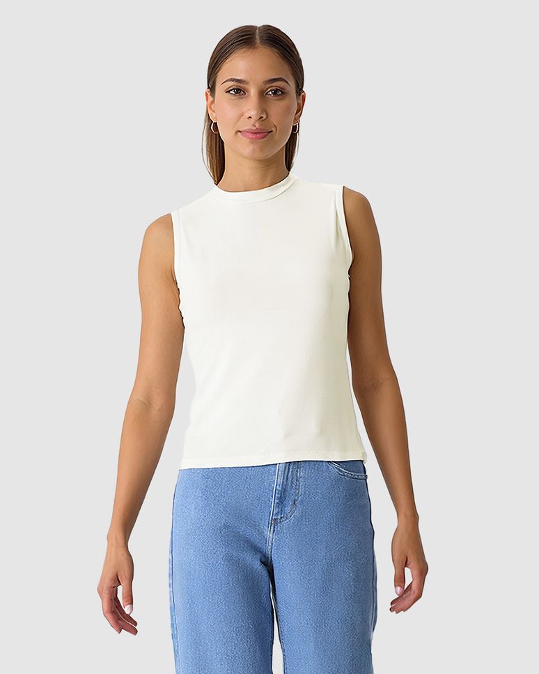 Regata Justa Feminina Gola Alta Em Malha Viscose