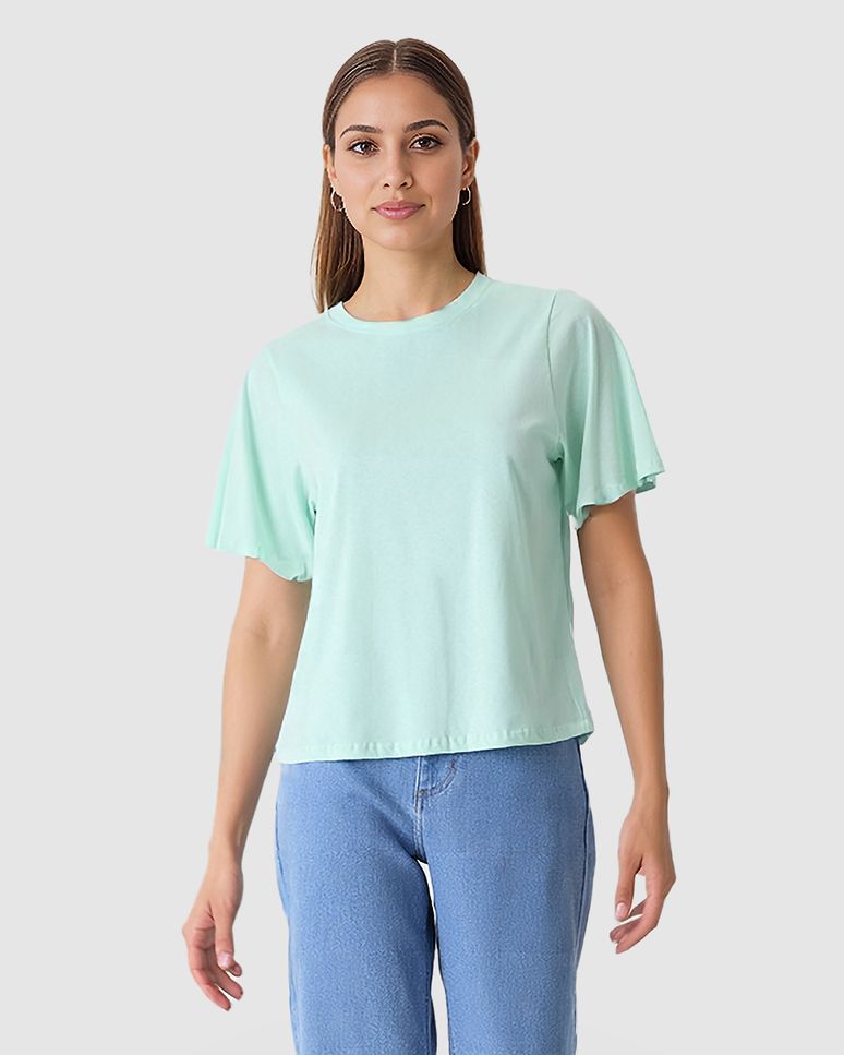 Blusa Feminina Reta Manga Curta Godê Em Algodão