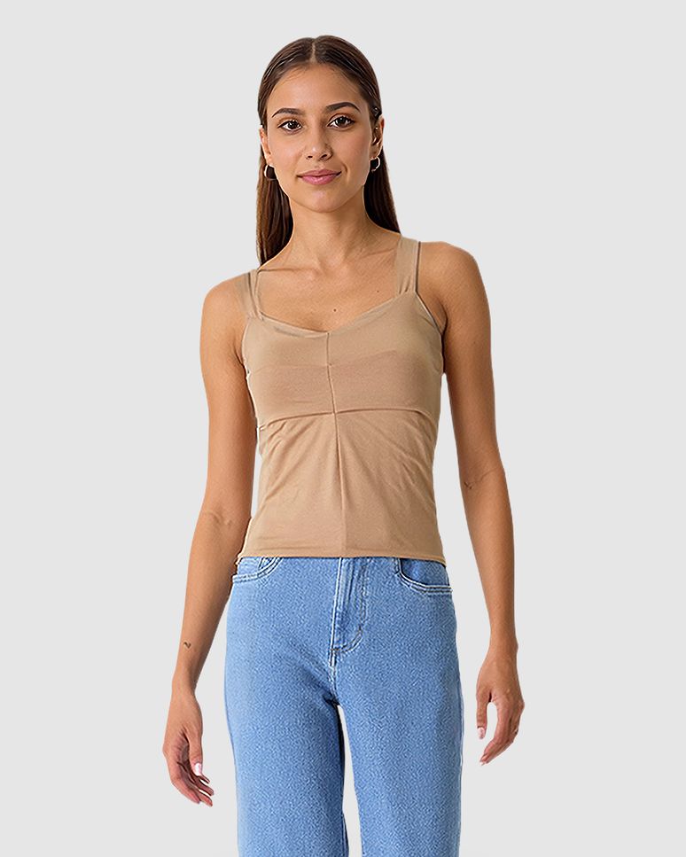 Regata Feminina Decote V Alça Larga Em Viscose Stretch