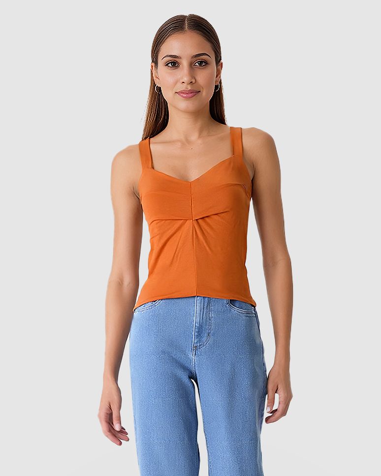 Regata Feminina Decote V Alça Larga Em Viscose Stretch