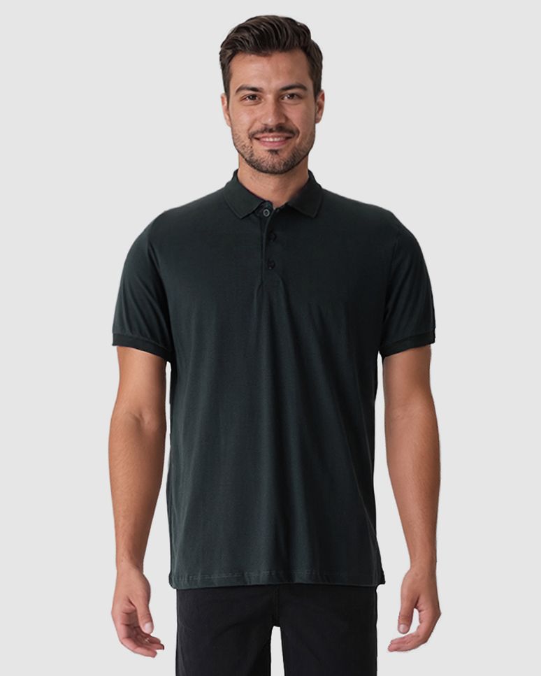 Camisa Polo Masculina Regular Peitilho Frontal Em Malha Algodão Pima