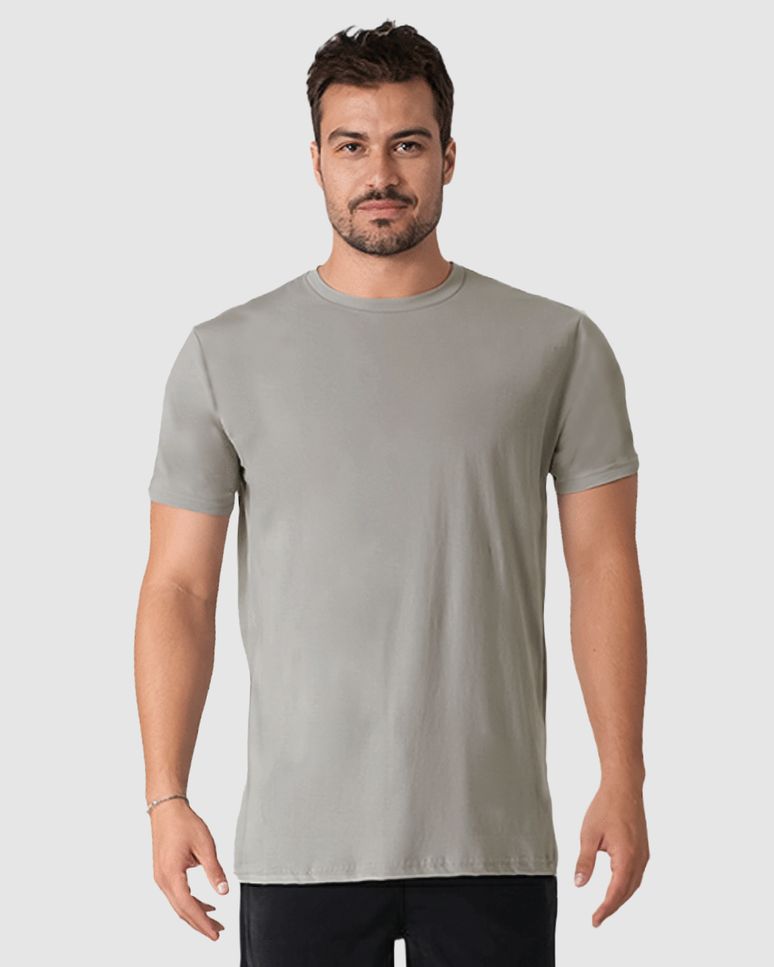 Camiseta Masculina Regular Gola Redonda Manga Curta Em Algodão