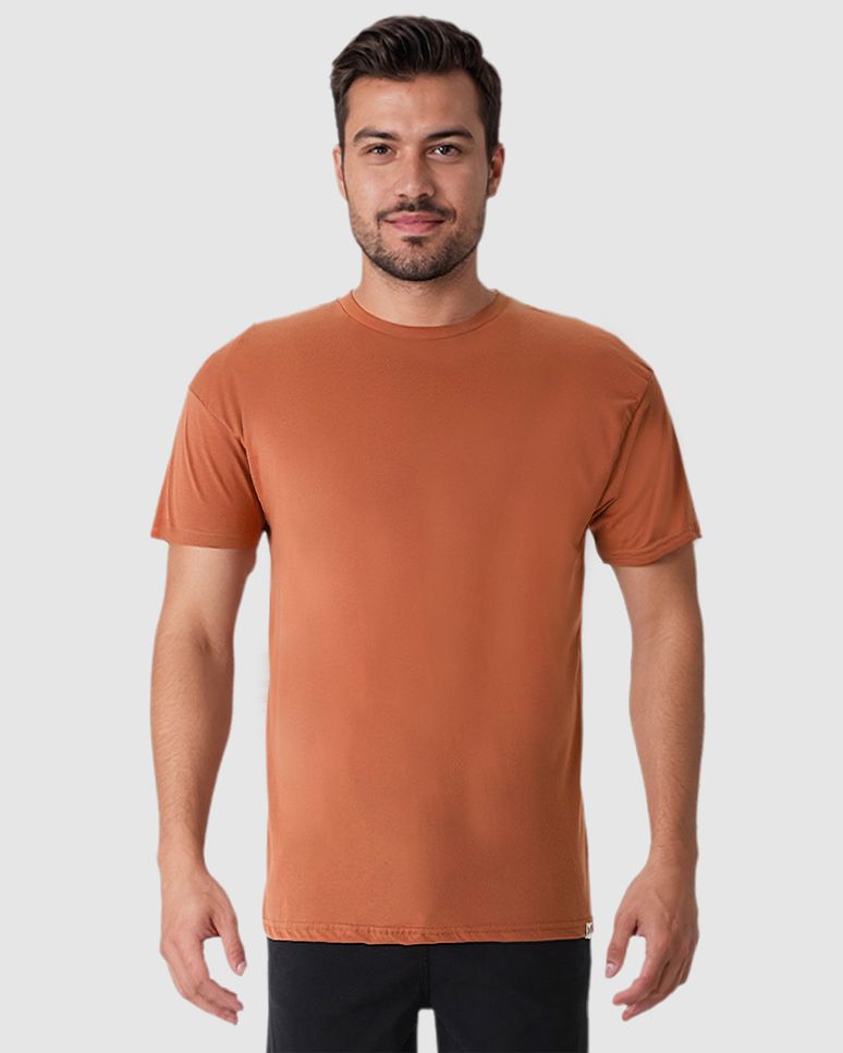 Camiseta Masculina Regular Gola Redonda Manga Curta Em Algodão
