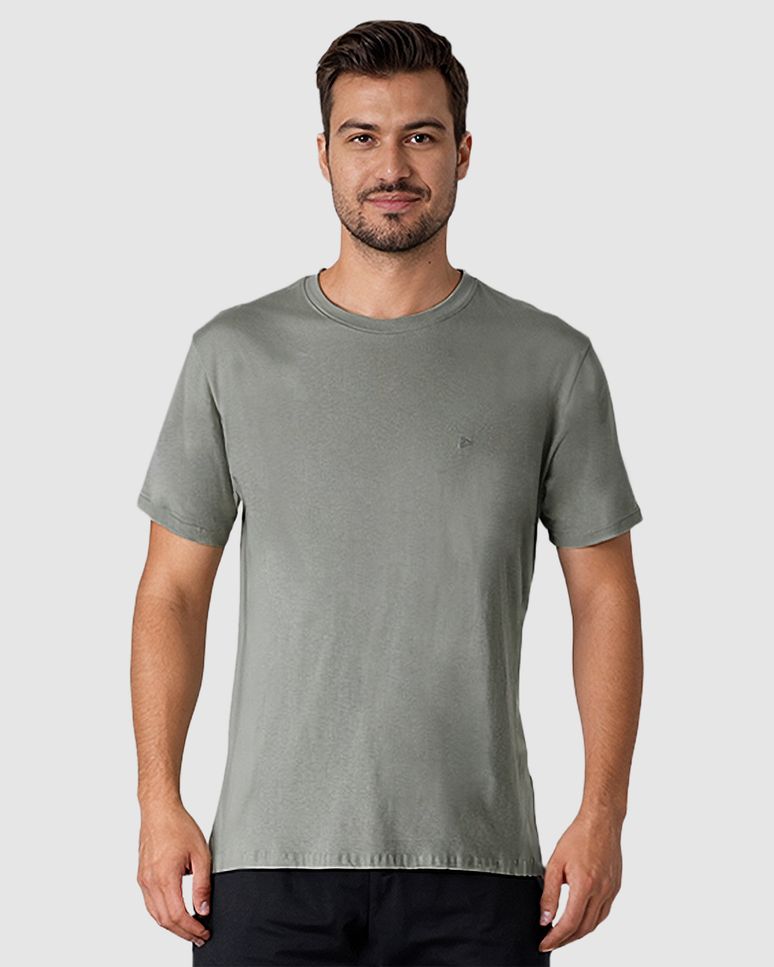 Camiseta Masculina Regular Bordado Peitoral Em Malha Algodão