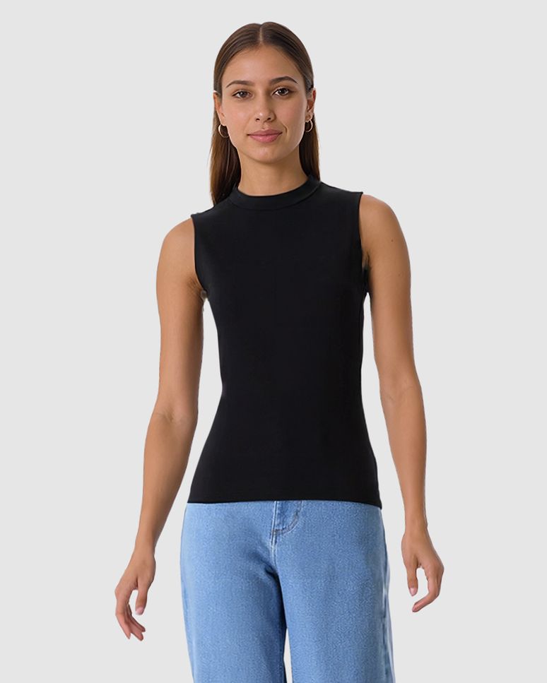 Regata Justa Feminina Gola Alta Em Malha Viscose