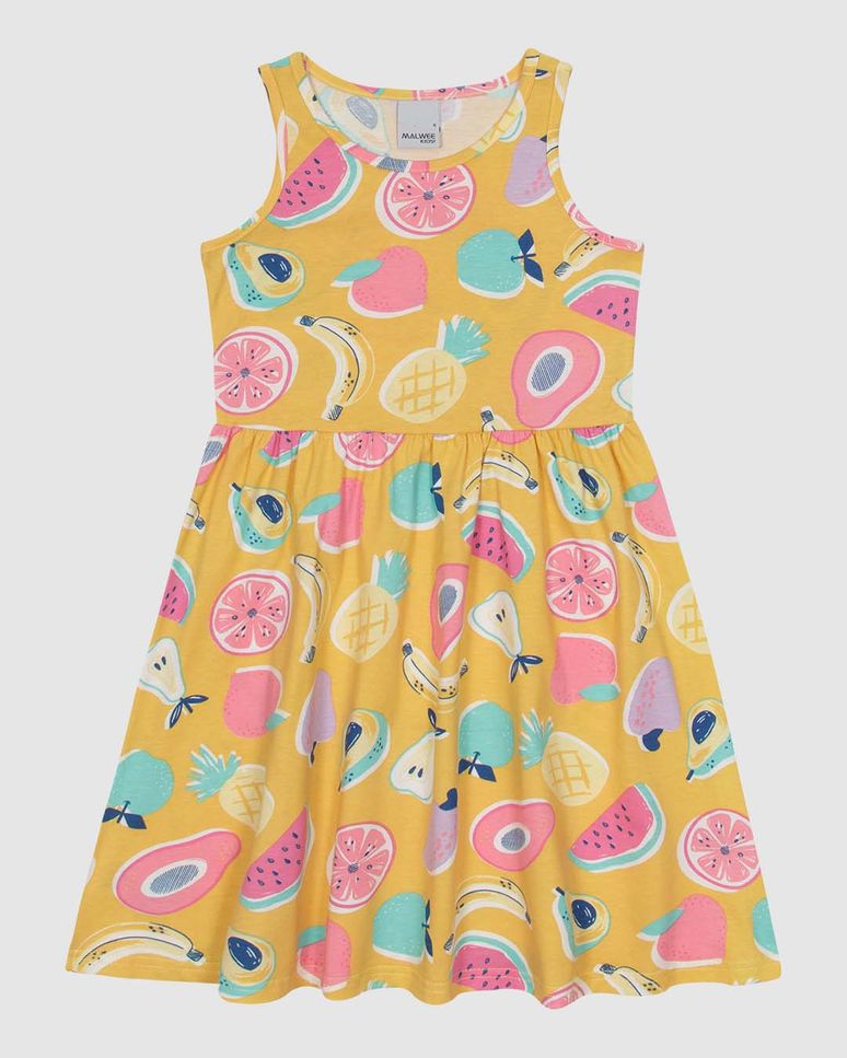 Vestido Infantil Estampado Modelo Regata Em Algodão Malwee Kids