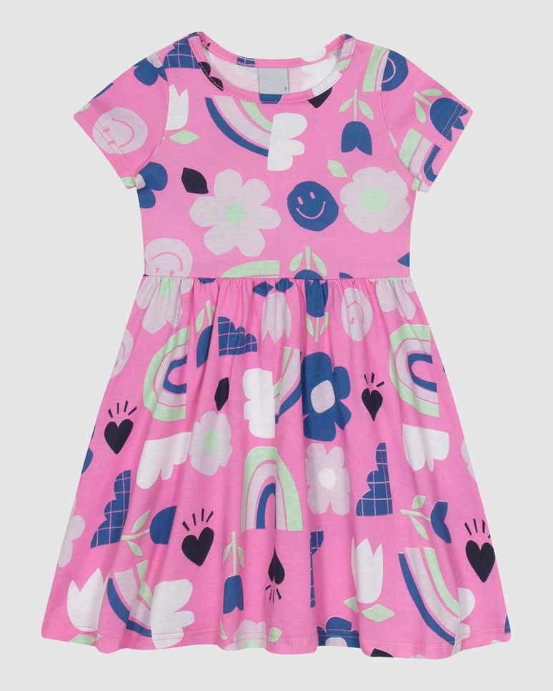 Vestido Infantil Estampa Flores Em Algodão Malwee Kids