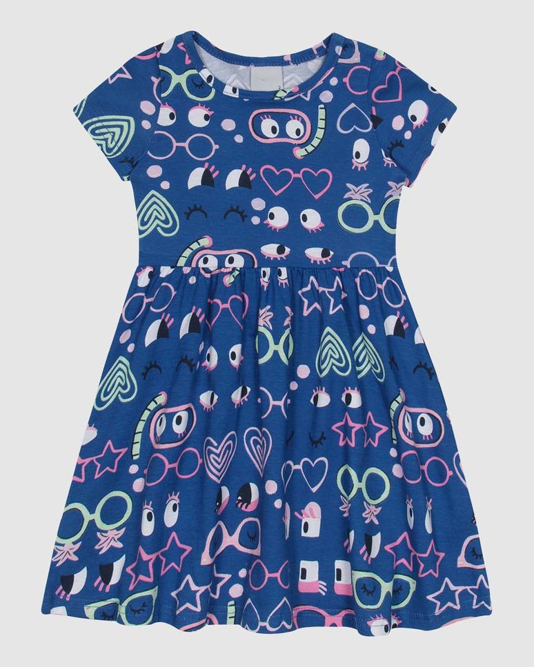 Vestido Infantil Estampa Olhinhos Em Algodão Malwee Kids