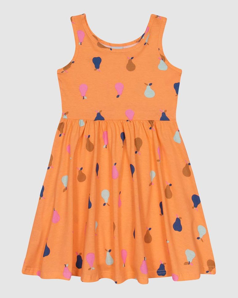 Vestido Infantil Rodado Estampado Decote Redondo Regata Em Algodão Malwee Kids