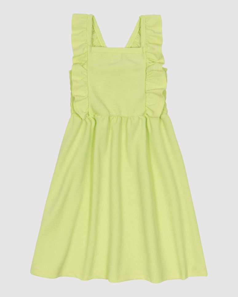 Vestido Infantil Alça Detalhe Babados Em Tecido Texturizado Malwee Kids