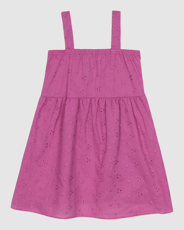 Vestido Infantil Decote Reto Alça Média Em Laise Algodão Malwee Kids