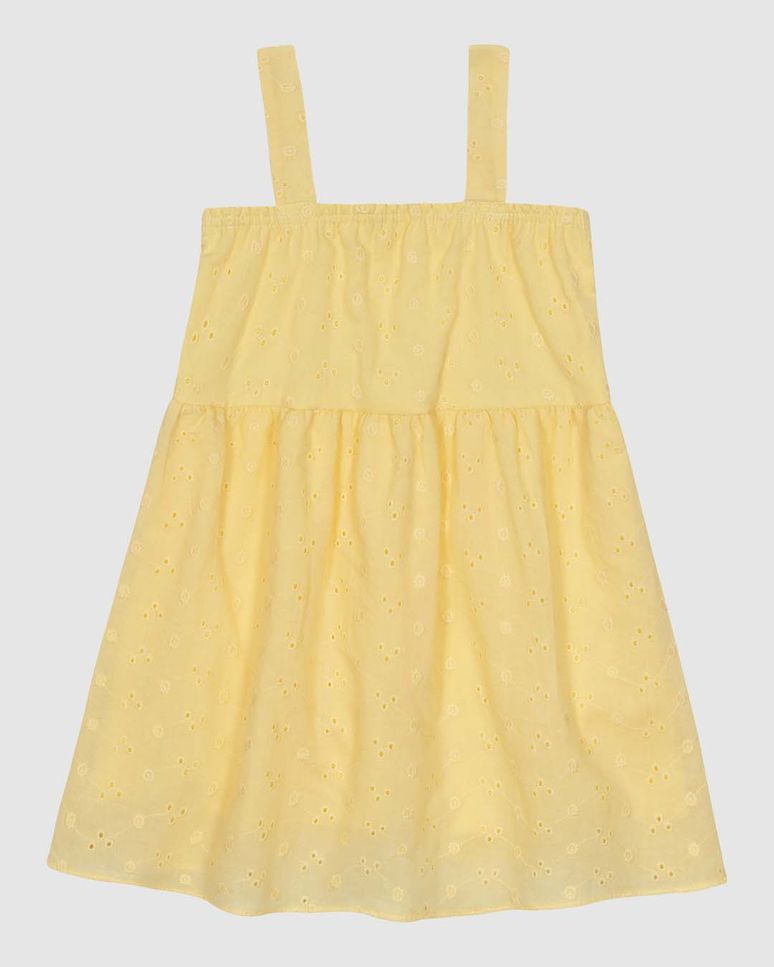 Vestido Infantil Decote Reto Alça Média Em Laise Algodão Malwee Kids