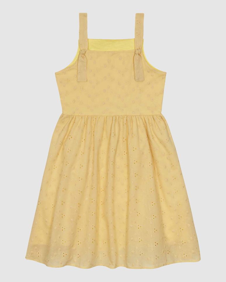 Vestido Infantil Alça Detalhe Nó Em Laise Algodão Malwee Kids