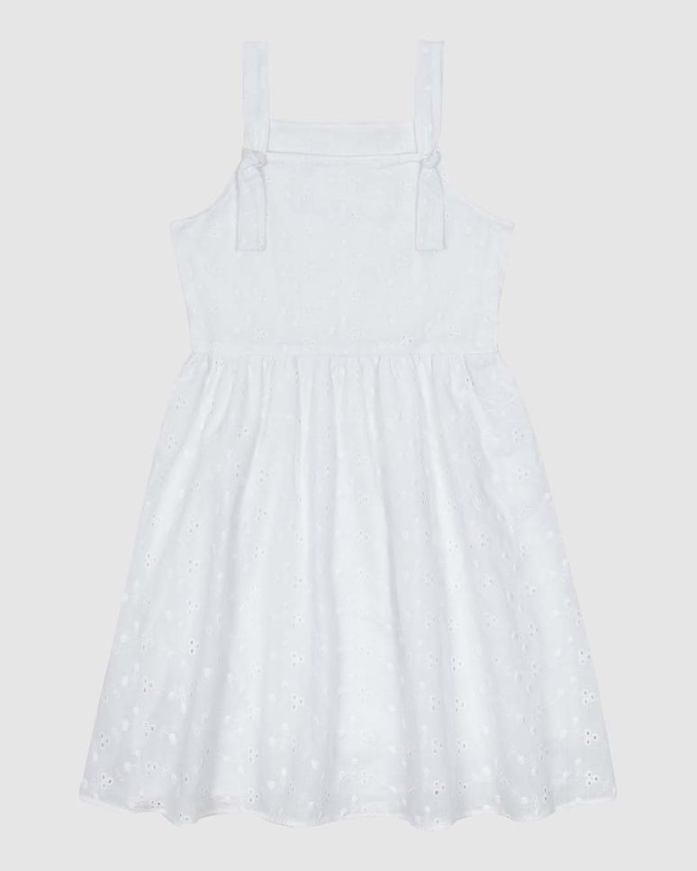 Vestido Infantil Alça Detalhe Nó Em Laise Algodão Malwee Kids