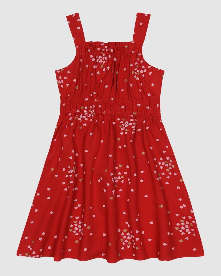 Vestido Infantil Decote Reto Detalhe Lastex Em Viscose Malwee Kids