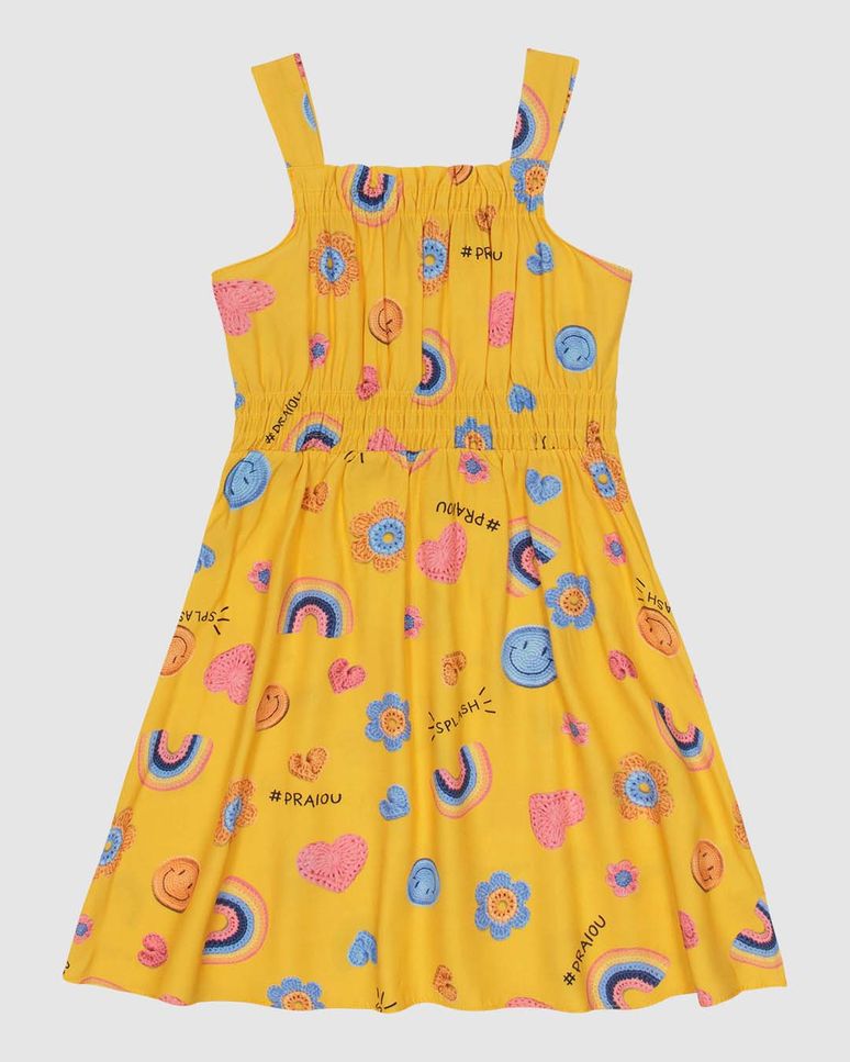 Vestido Infantil Decote Reto Detalhe Lastex Em Viscose Malwee Kids