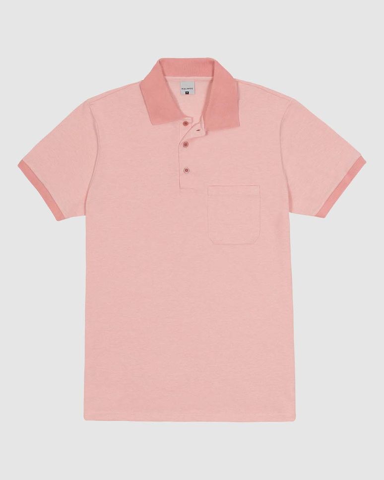 Camisa Polo Masculina Regular Bolso Frontal Em Malha Piquet Texturizada