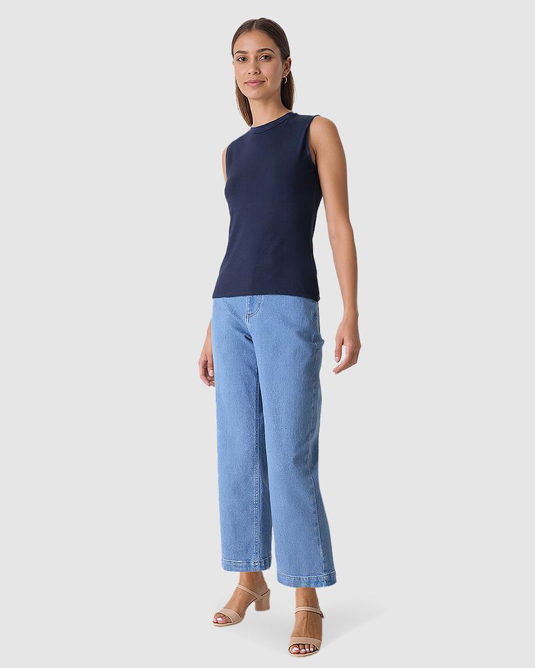 Regata Justa Feminina Gola Alta Em Malha Viscose