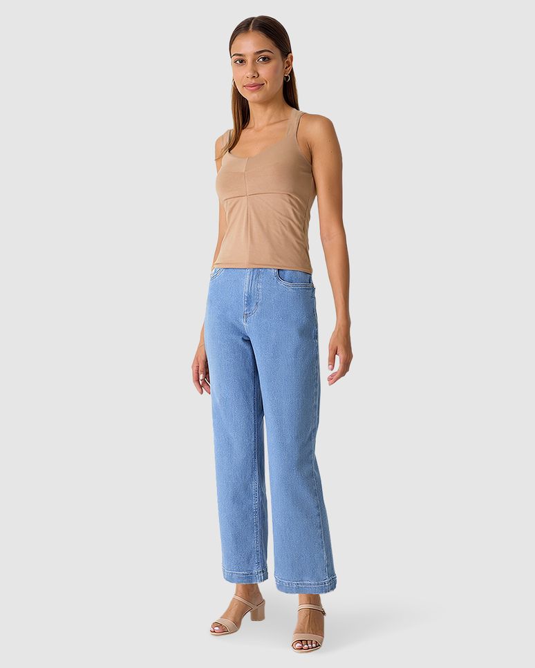 Regata Feminina Decote V Alça Larga Em Viscose Stretch