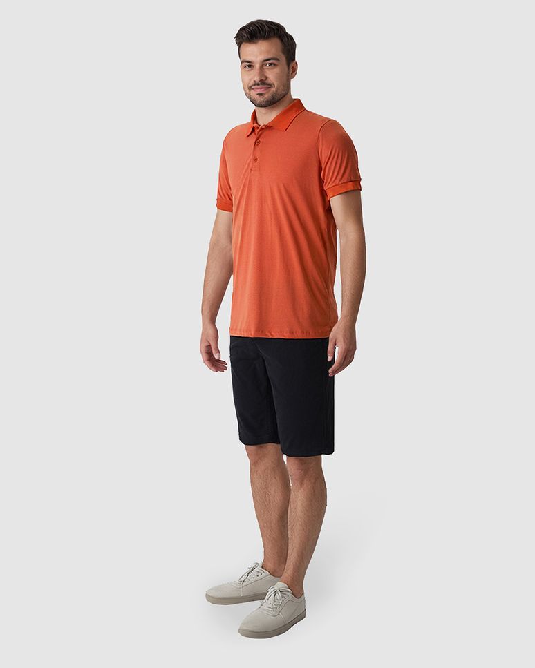 Camisa Polo Masculina Regular Peitilho Frontal Em Malha Algodão Pima