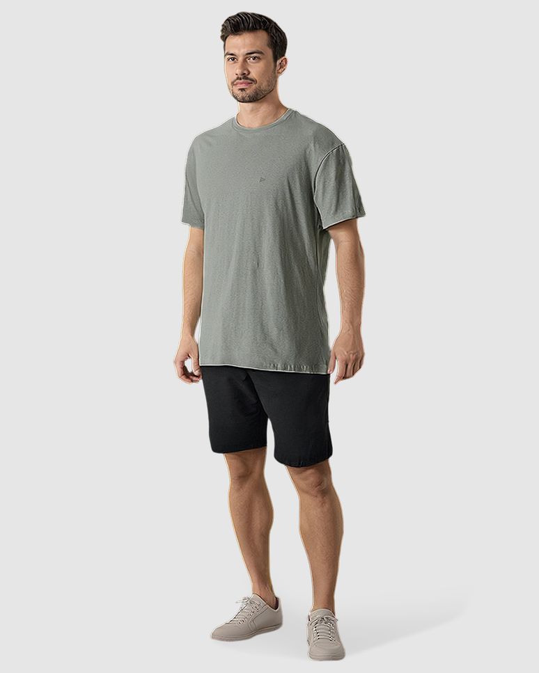 Camiseta Masculina Regular Bordado Peitoral Em Malha Algodão