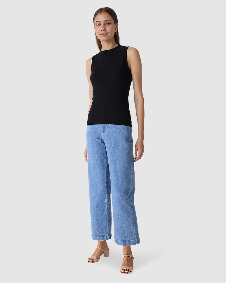 Regata Justa Feminina Gola Alta Em Malha Viscose