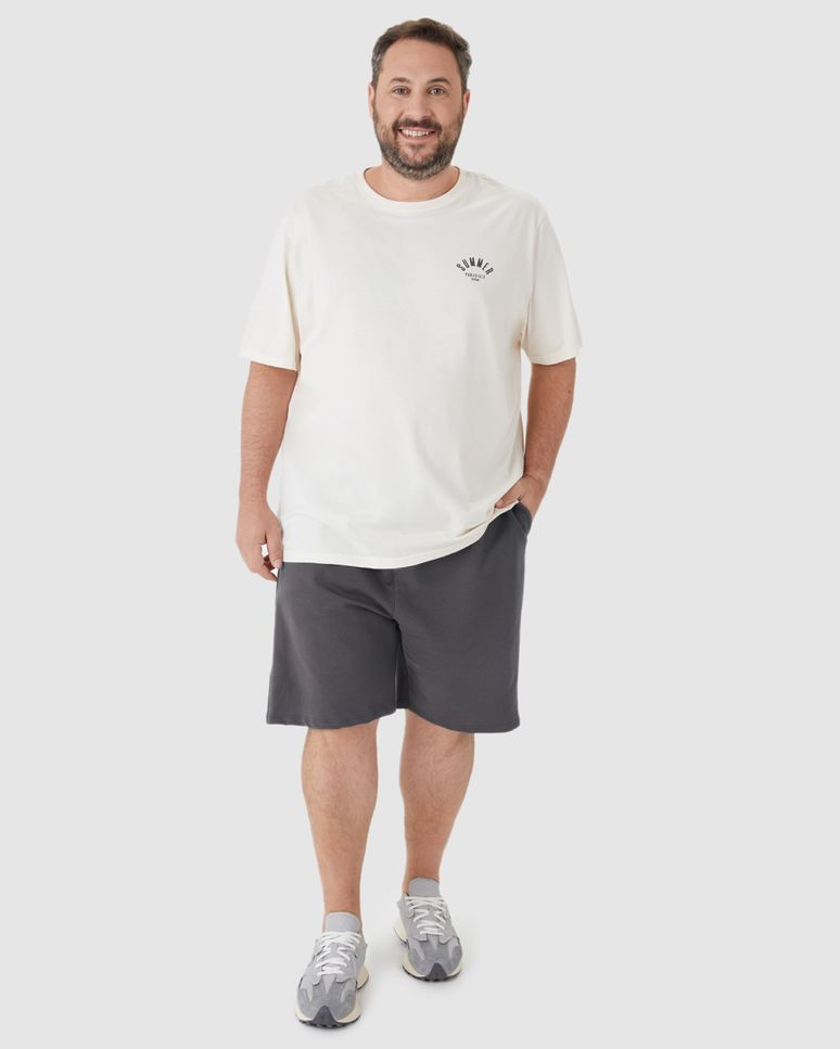 Bermuda Masculina Plus Size Cadarço E Bolso Funcional Em Moletom Sarjado