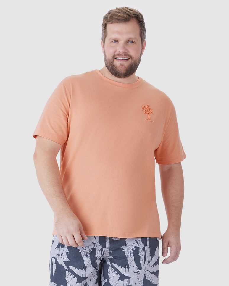 Camiseta Masculina Plus Size Nautical Estampa Frente E Costas Em Malha Linho