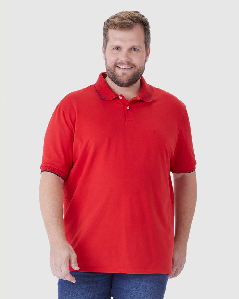 Camisa Polo Masculina Plus Size Regular Em Piquet Stretch