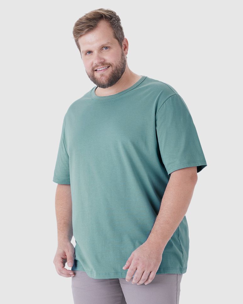 Camiseta Essencial Masculina Plus Size Etiqueta Estampada Em Algodão
