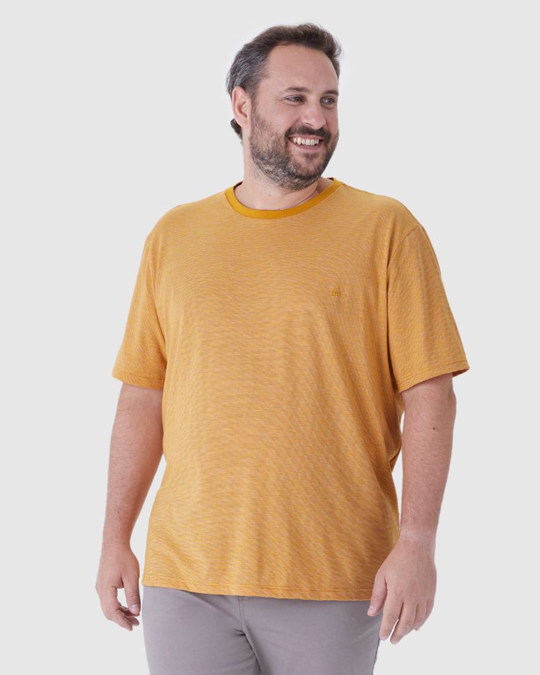 Camiseta Básica Masculina Plus Size Regular Em Malha Fio A Fio