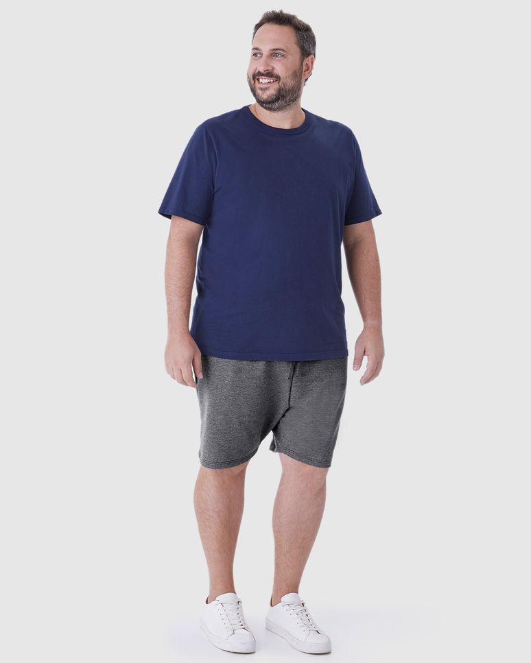 Bermuda Básica Masculina Plus Size Bolso E Cadarço Funcional Em Moletom