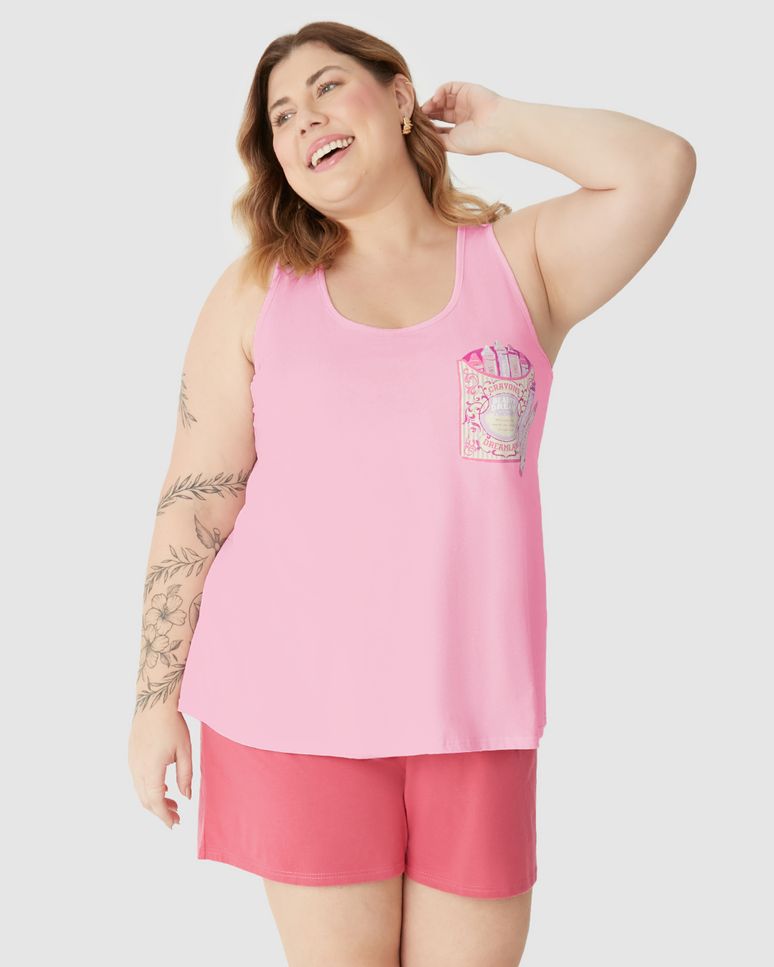 Pijama Curto Feminino Plus Size Beauty Dream Em Algodão