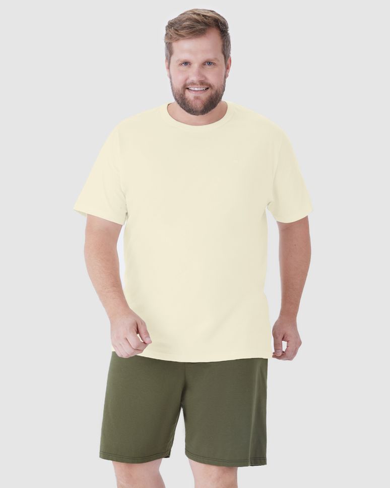 Pijama Curto Masculino Plus Size Detalhe Bordado Em Algodão
