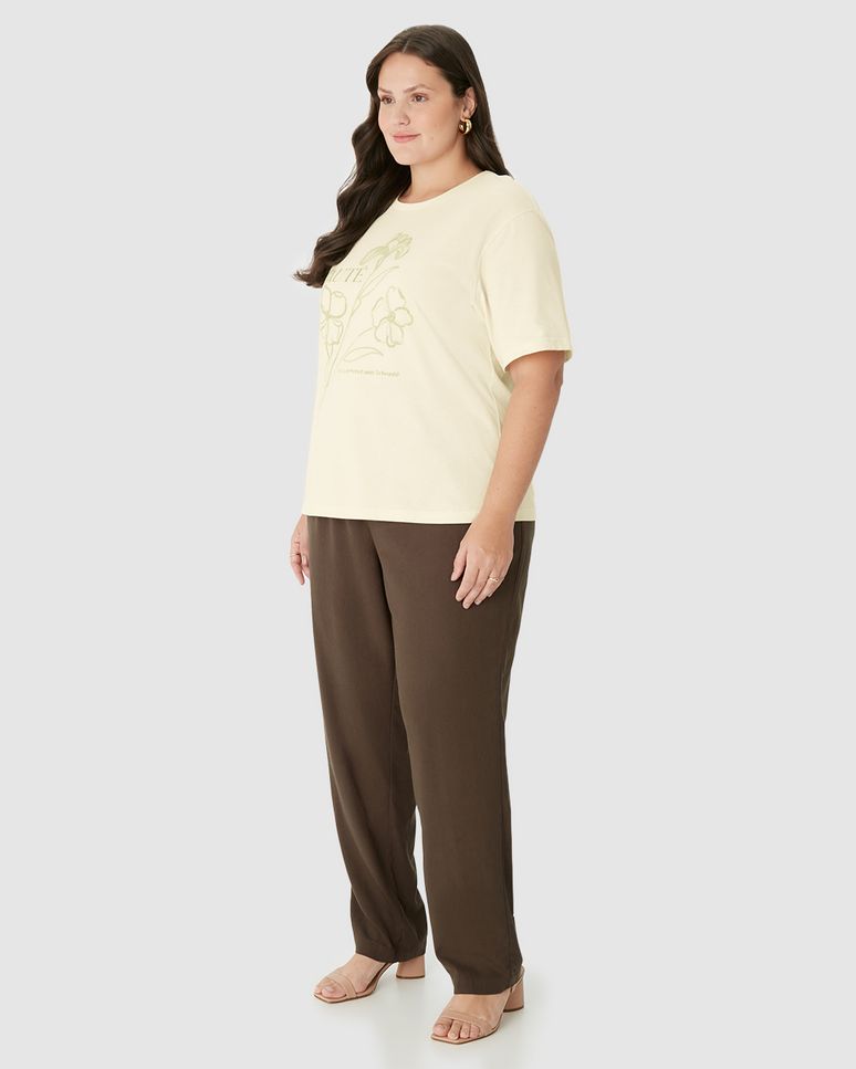 Blusa Feminina Plus Size Box Estampa Puff Alto Relevo Em Algodão