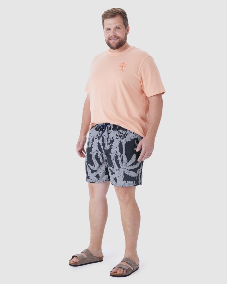 Shorts Masculino Plus Size Cós Com Cadarço Funcional Em Tafetá