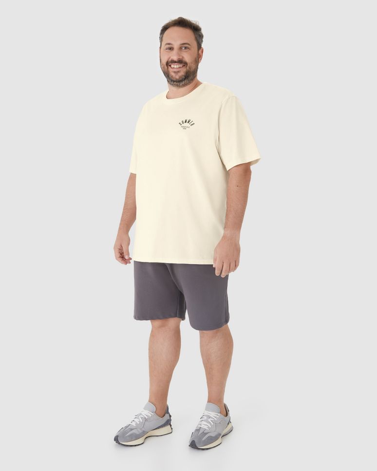 Camiseta Masculina Plus Size Regular Estampa Frente E Costas Em Algodão