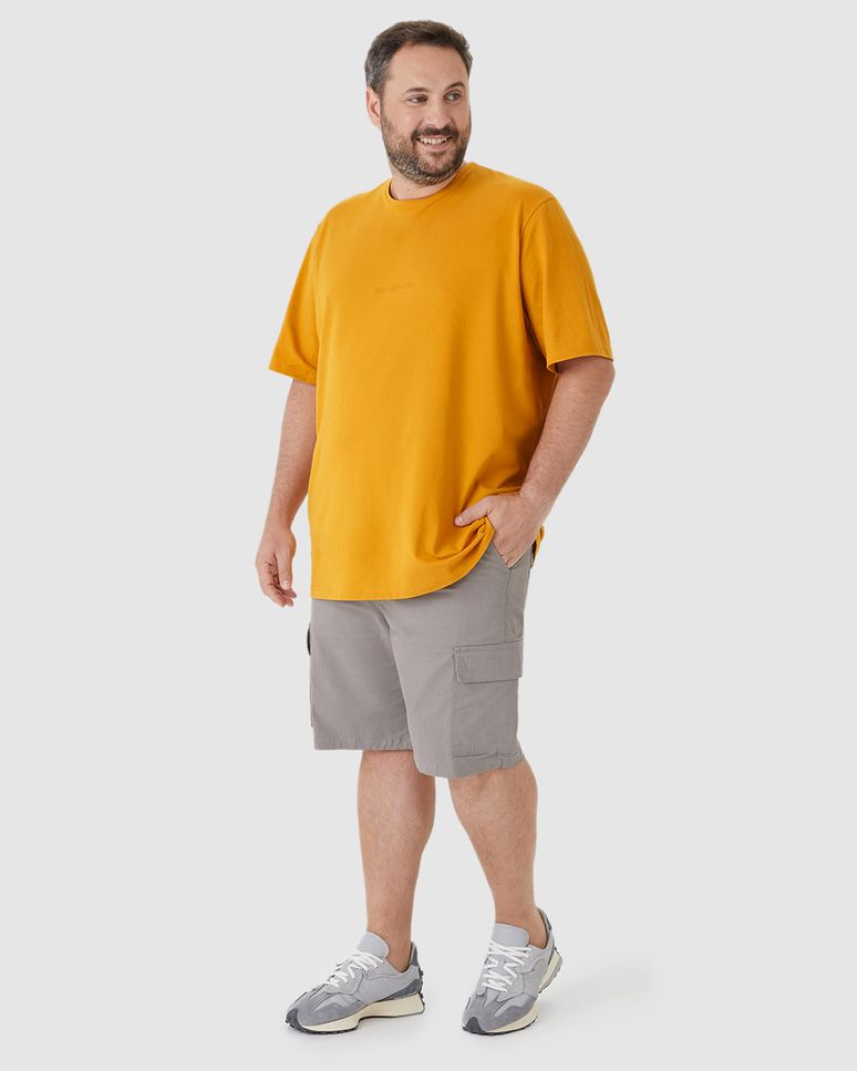 Camiseta Masculina Plus Size Bordado Peace Of Mind Em Piquet Stretch