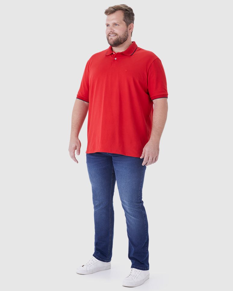 Camisa Polo Masculina Plus Size Regular Em Piquet Stretch
