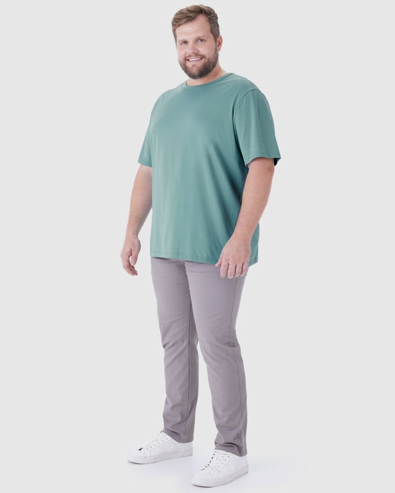 Camiseta Essencial Masculina Plus Size Etiqueta Estampada Em Algodão