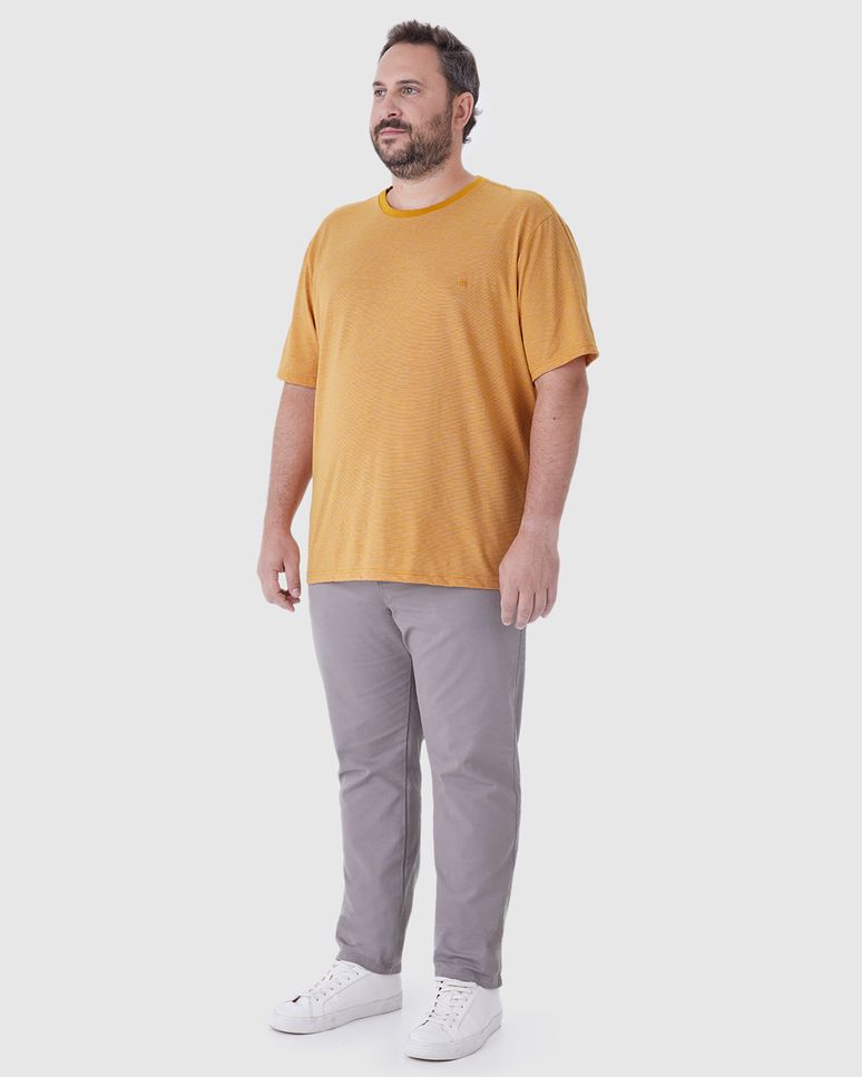 Camiseta Básica Masculina Plus Size Regular Em Malha Fio A Fio