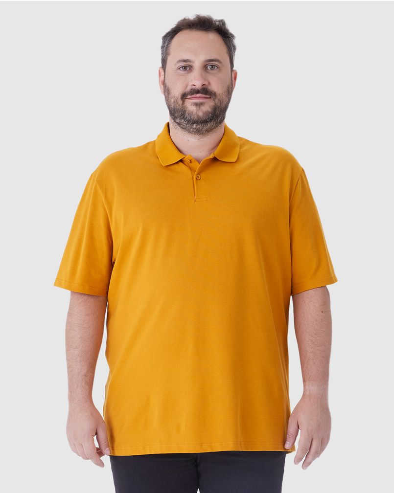 Camisa Polo Básica Masculina Plus Size Peitilho Frontal Em Piquet