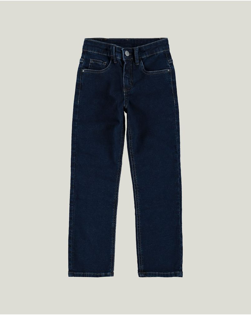 Calça infantil menino slim jeans moletom azul Malwee Kids Malwee