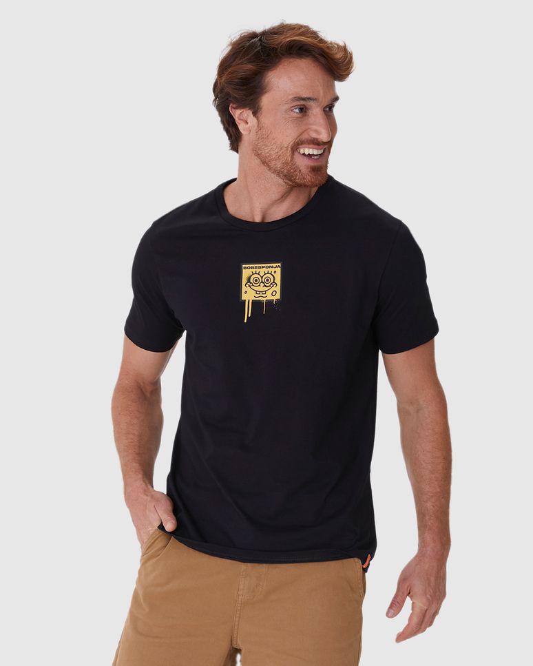 Camiseta Masculina Rad! Bob Esponja Estampa Frente E Costas Em Algodão