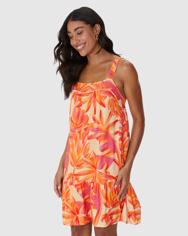 Vestido Feminino Evasê Decote Reto Em Malha Viscolinho Stretch