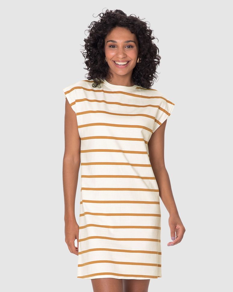 Vestido Feminino Muscle Tee Em Malha Listrada