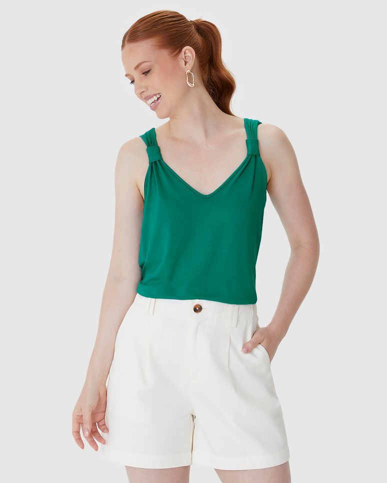 Regata Ampla Feminina Detalhe Alça Em Malha Viscose Stretch