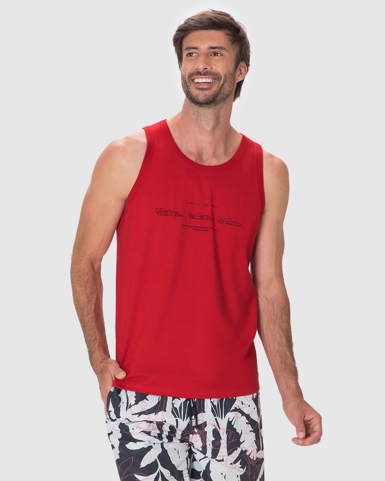 Regata Masculina Alça Estreita Com Estampa Em Algodão