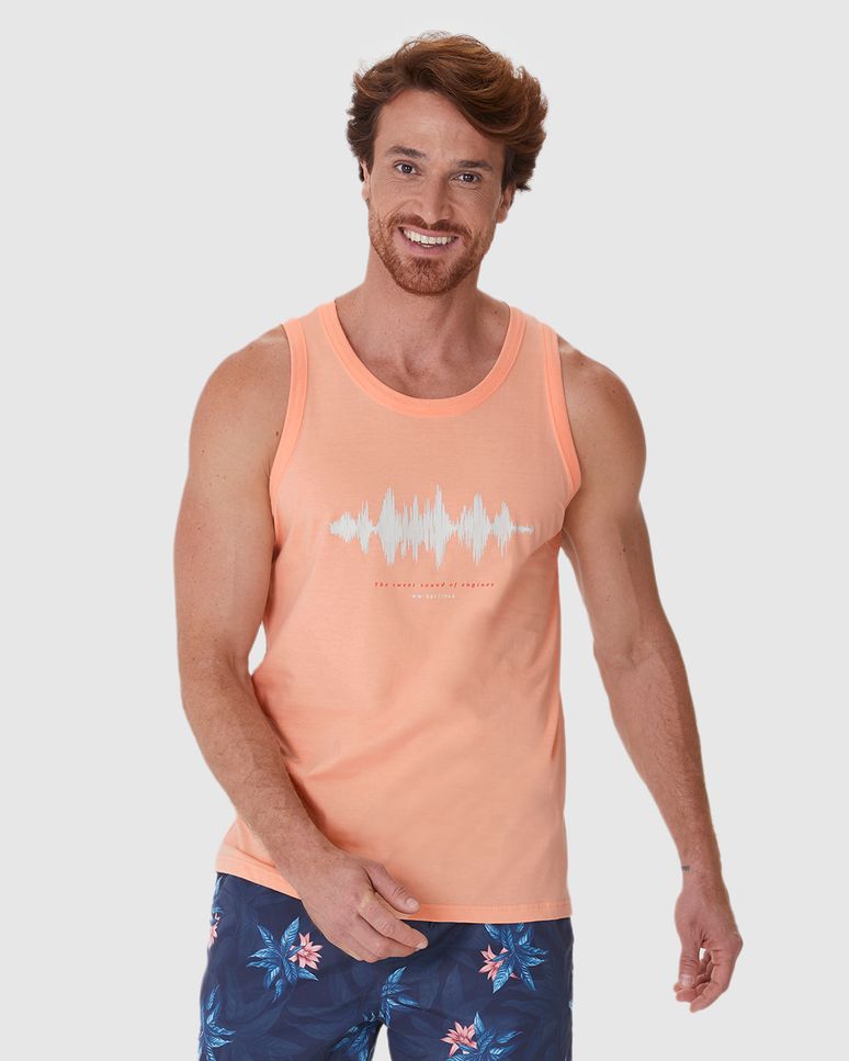 Regata Masculina Alça Estreita Com Estampa Em Algodão