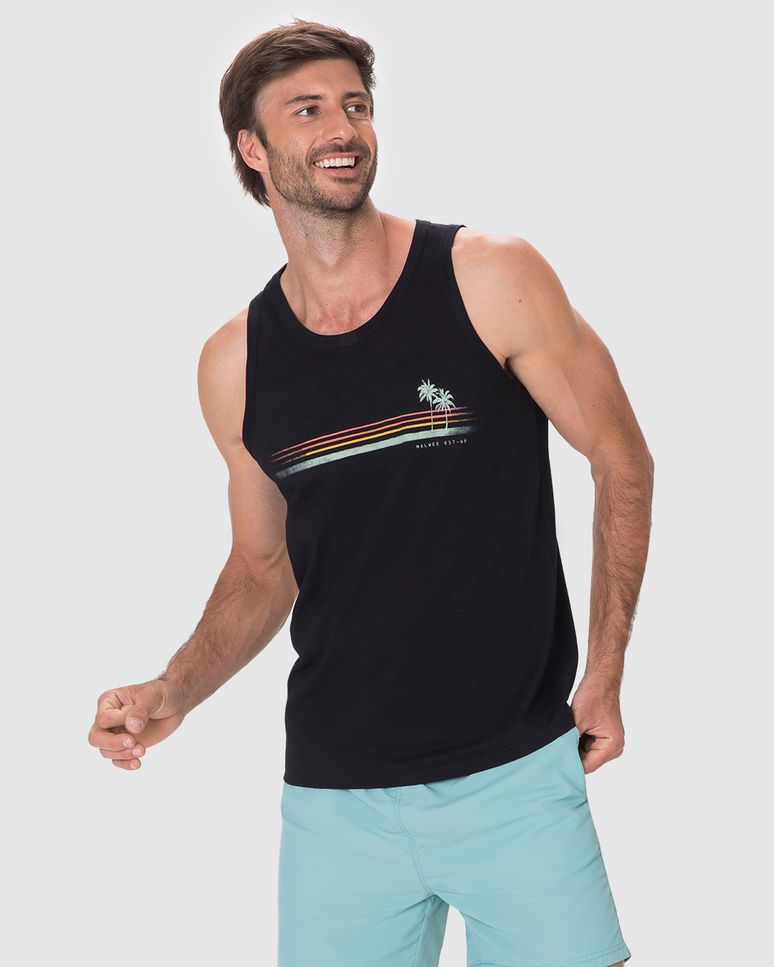 Regata Masculina Alça Estreita Com Estampa Em Algodão